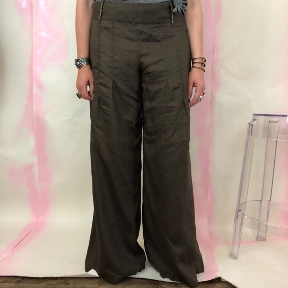 Elie Tahari Wide Leg Pleated Linen 